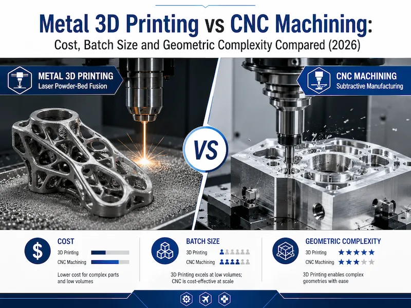 Metal 3D Printing vs CNC Machining: Cost, Batch Size and Geometric Complexity Compared (2026)